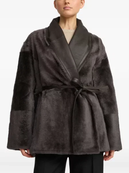 Kurtka skórzana Yves Salomon szara