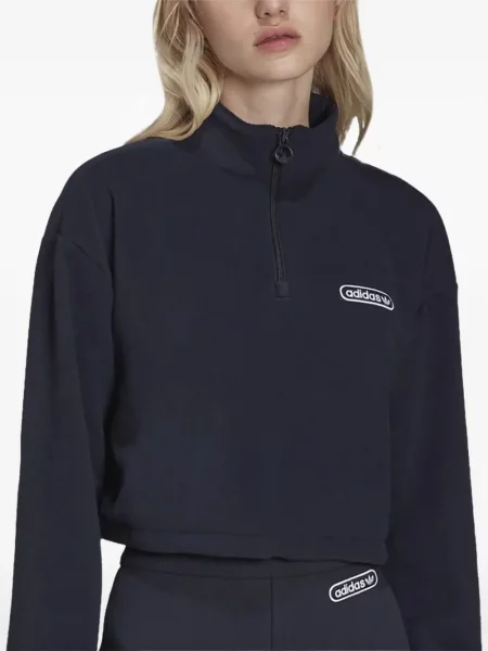 Legginsy Adidas do biegania z nadrukiem z dekoltem w serek czerwone