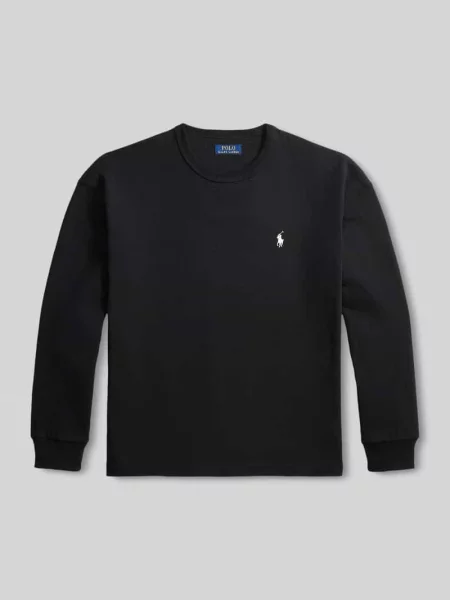 Bluzka z długim rękawem o kroju relaxed fit z czystej bawełny Polo Ralph Lauren czarna