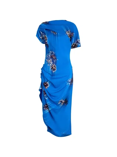 Rochie midi Proenza Schouler drapată până la genunchi de costum albastru