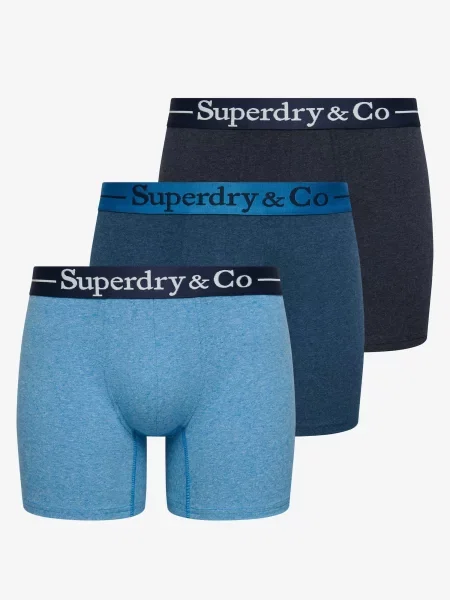Superdry & Co Boxerky námořnická modř / safírová / modrý melír bílá