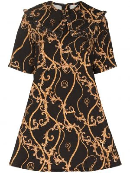 Rochie din denim Ganni cu imagine de costum negru