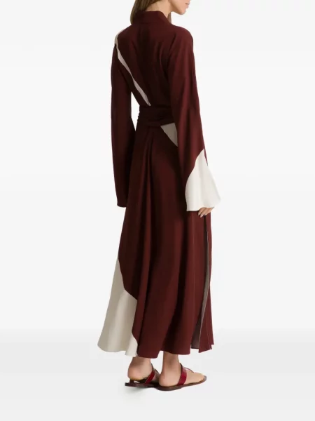 Maxi rochie maxi Alberta Ferretti cu decolteu în V de costum maro