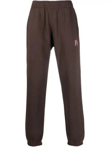 Pantaloni President's cu broderie maro