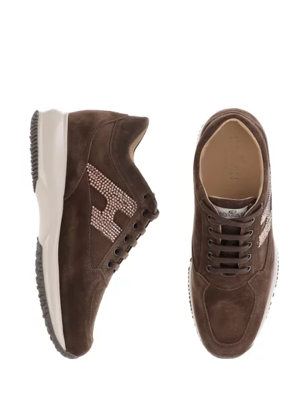 Sneakerși Hogan din piele de căprioară de cristal maro