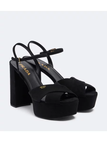 Sandale Prada din piele de căprioară cu platformă negru