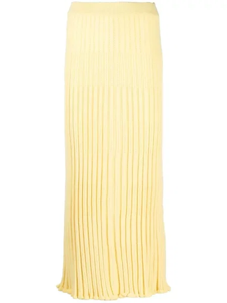 Dzianinowa spódnica áeron prążkowana żółta