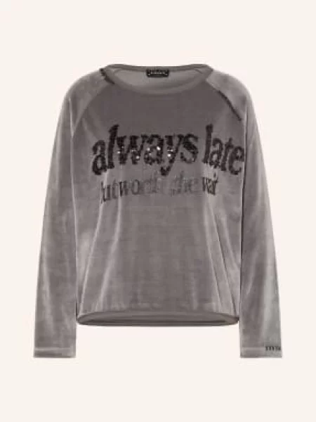 Grace Mikina Nickishirt Always Late S Flitry tmavě šedá černá