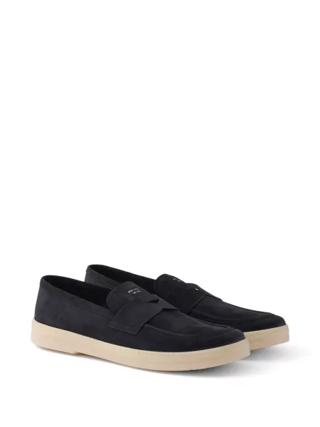Pantofi loafer Prada din piele de căprioară albastru