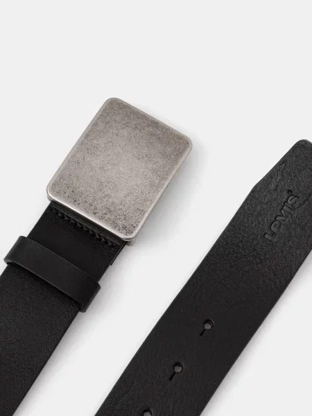 Levi's ζώνη ανδρική δερμάτινη RYDER PLAQUE BUCKLE μαύρο