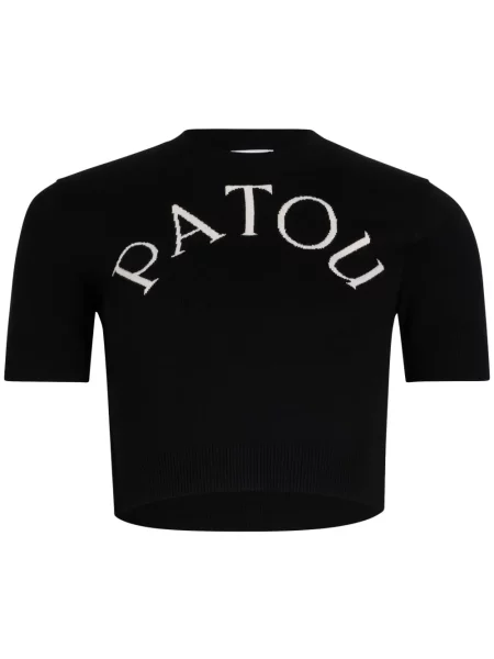 Koszulka Patou żakardowa o krotszym kroju czarna