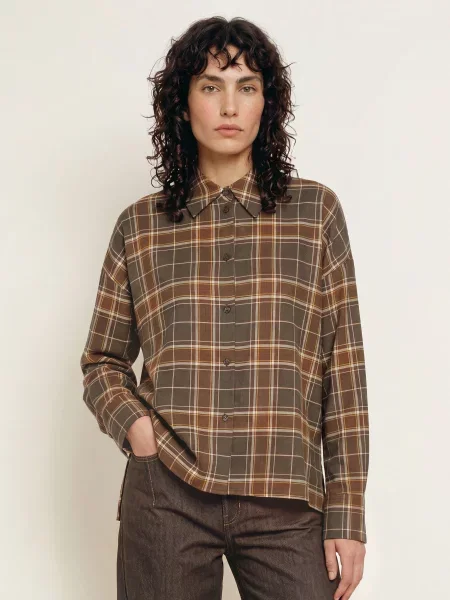 Drykorn Košilová Halenka Cloelia / světle / khaki hnědá