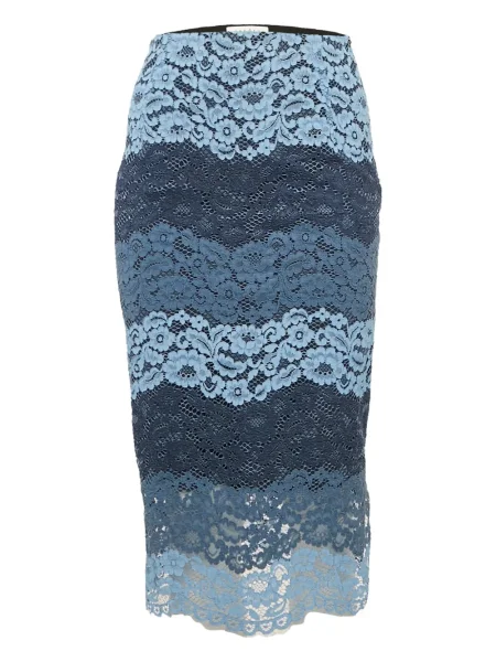 Fustă midi Sandro din dantelă până la genunchi albastru