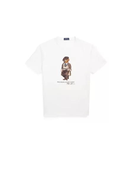 Polo Ralph Lauren T-shirt niestandardowy krój slim fit Mężczyźni nadruk S biały