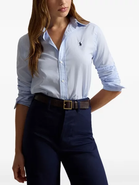 Fleece polo Polo Ralph Lauren με κέντημα με λαιμόκοψη v κόκκινο