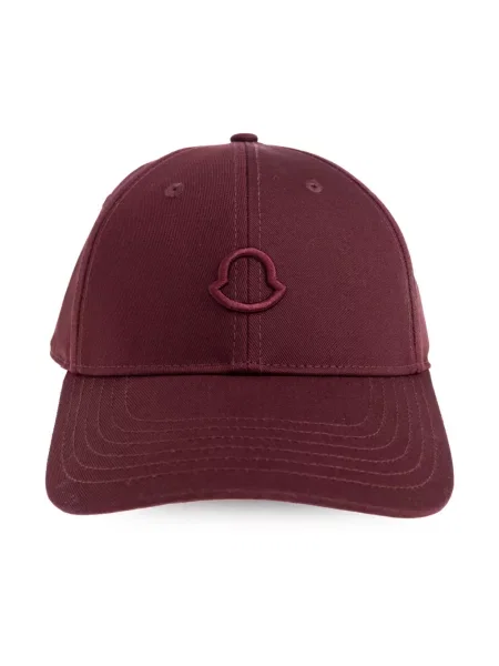 Czapka z daszkiem Moncler płócienna z logo czerwona