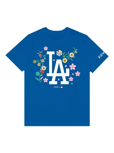Tricou Takashi Murakami cu model floral cu imagine albastru