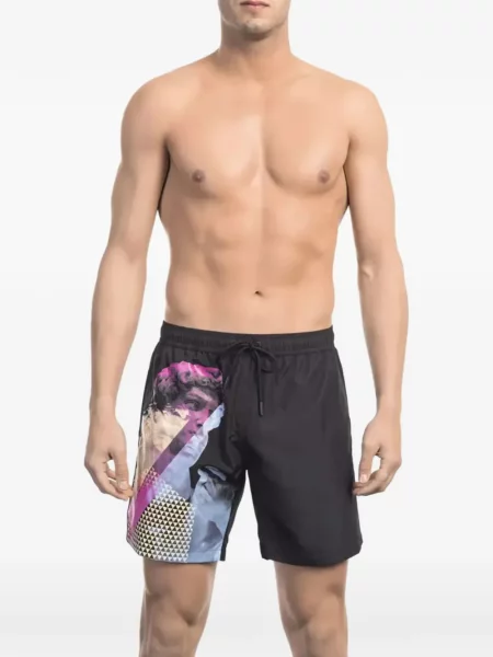 Slip de baie Bikkembergs cu imagine cu cordon negru