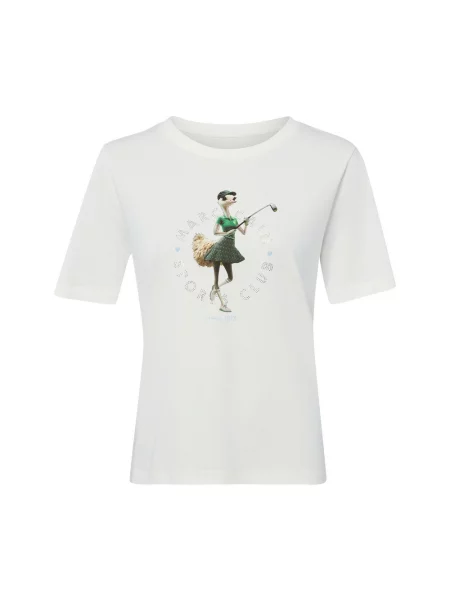 Marc Cain T-Shirt Z Obszyciem Ozdobnymi Kamykami weiss zielona