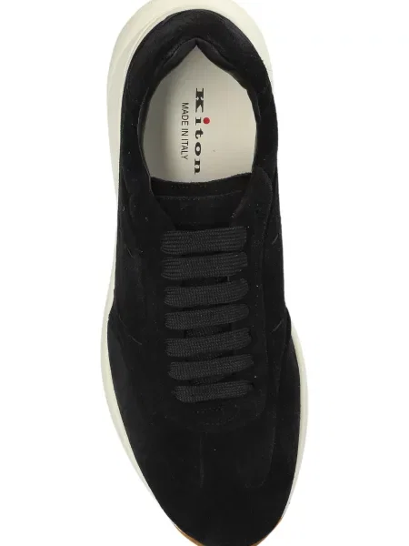 Sneakerși Kiton din piele de căprioară negru