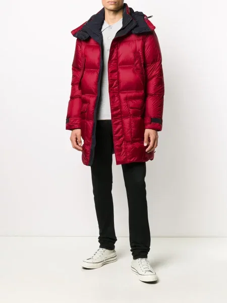 Geacă cu puf Emporio Armani cu glugă roșu