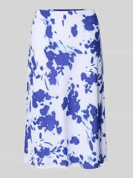 Spódnica midi z fakturowanym wzorem i wzorem na całej powierzchni Calvin Klein Womenswear niebieska