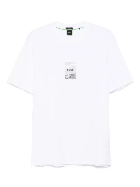 Tricou Boss cu imagine alb