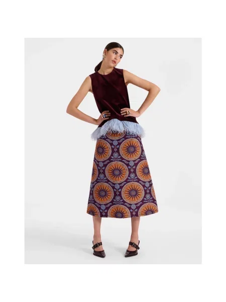 Spódnica La Doublej z nadrukiem w kształcie litery A wełniana