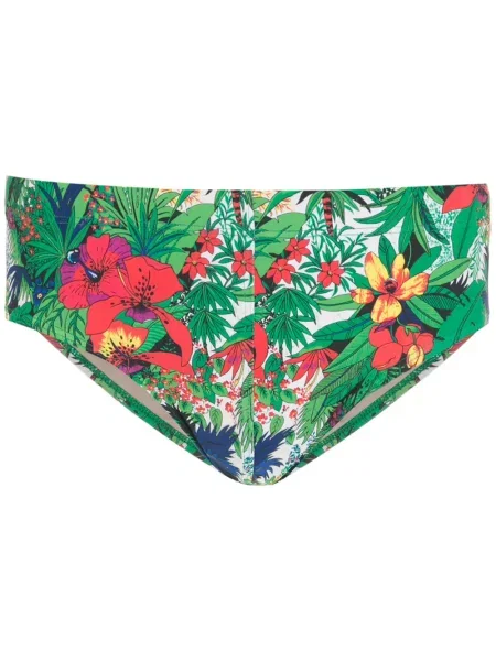 Slip de baie Amir Slama cu model floral cu imagine verde