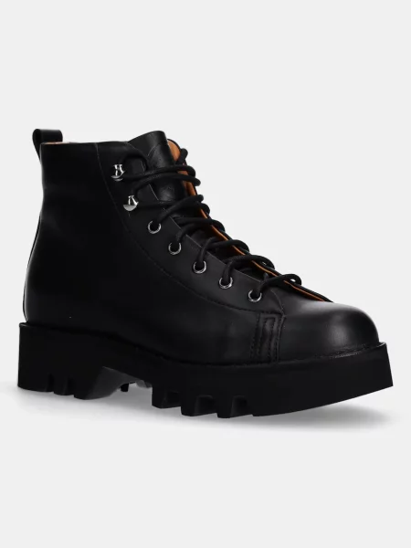 Fracap cizme de piele Monkey femei cu plat negru