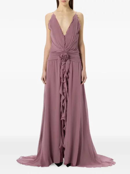 Rochie maxi Blumarine cu decolteu în V roz
