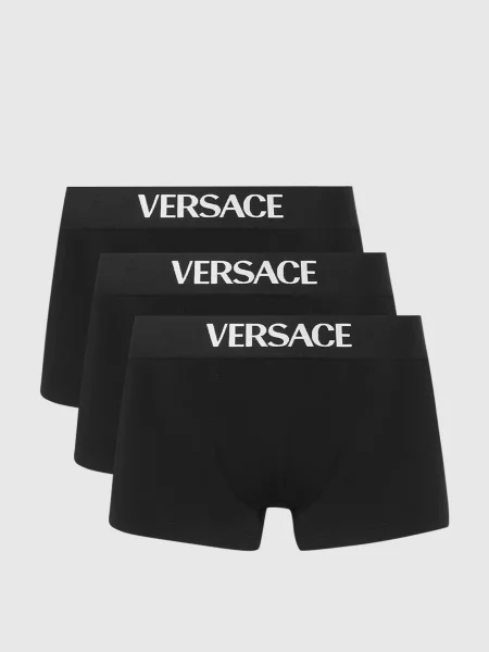 Набір чорних трусів-боксерів з логотипом Versace чорні