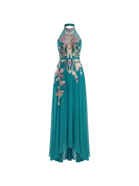 Rochie maxi Saiid Kobeisy cu gât halter verde