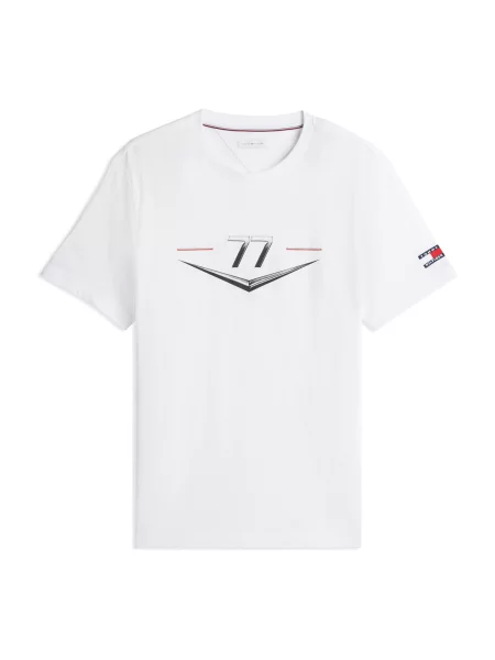 TOMMY HILFIGER Tricou TH X DRIVERS CHEVRON negru alb