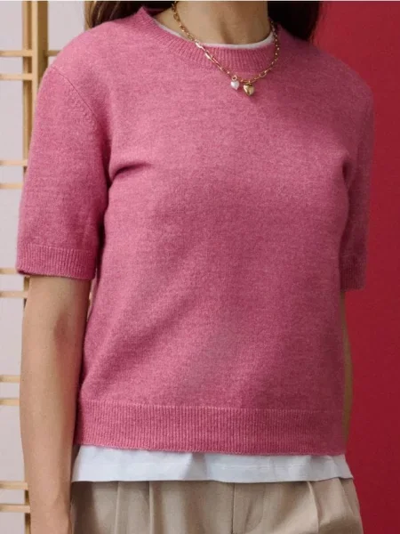 Светрова блузка з домішкою вовни рожевий