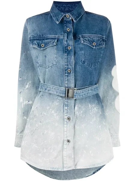 Rochie din denim Off-white cu gradient alb