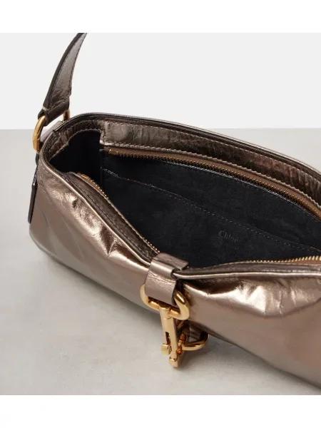 Geanta de piele Chloé din piele gri