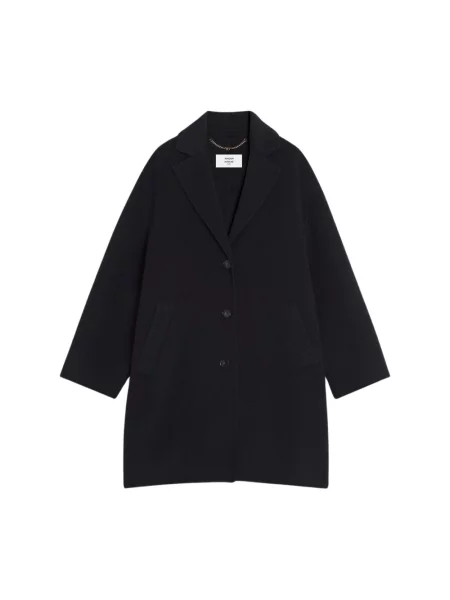Płaszcz Maison Kitsune wełniany dwustronny czarny