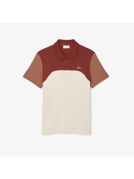 Lacoste Koszulka Polo Regular Fit Colour-Block beżowa