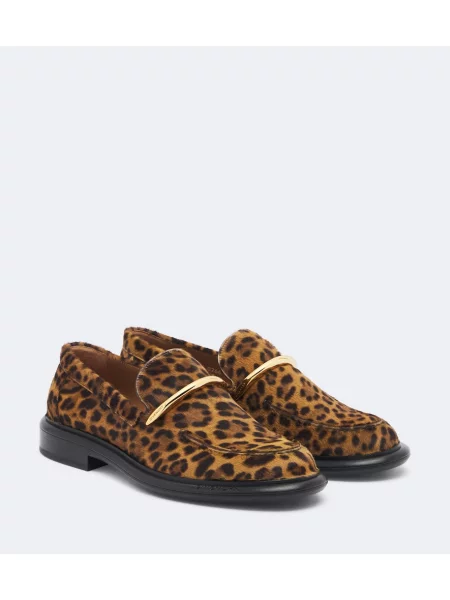 Loafersy Givenchy z nadrukiem w panterkę brązowe