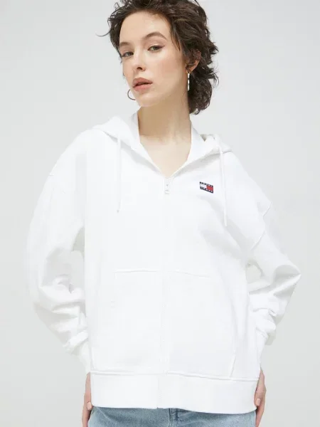 Tommy Jeans Hanorac TJW RLX XS BADGE ZIP TRHU | Relaxed fit verde