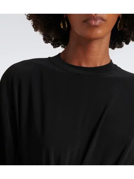 Top Sportmax din jerseu asimetric drapat negru