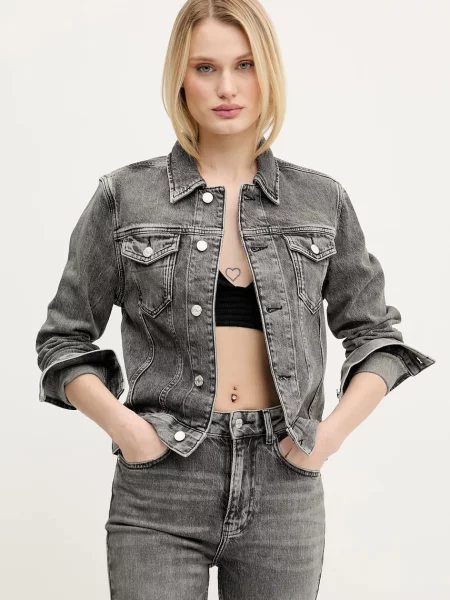 Дънково яке Moschino Jeans преходен модел сиво
