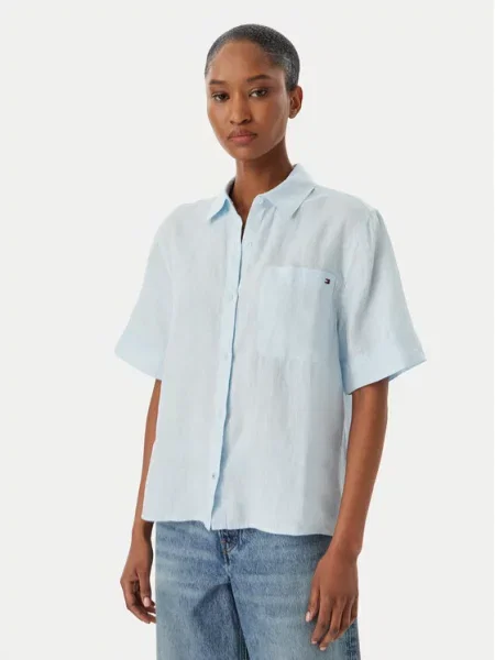TOMMY HILFIGER Bluză ESS pastel albastru