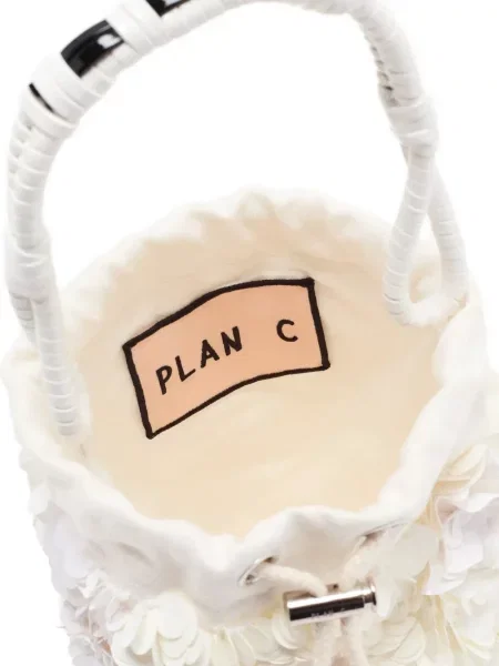 Чанта тип bucket Plan C с пайети бяло