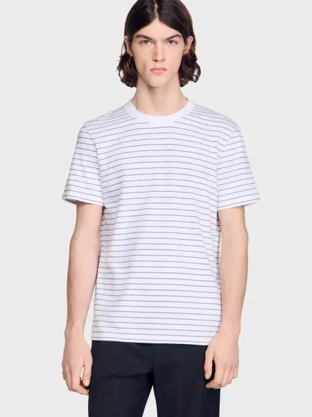 Футболка Sandro в полоску белая
