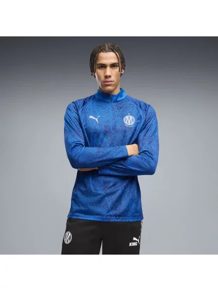 PUMA bluza rozgrzewkowa Olympique de Marseille z zamkiem Akcesoria S niebieski
