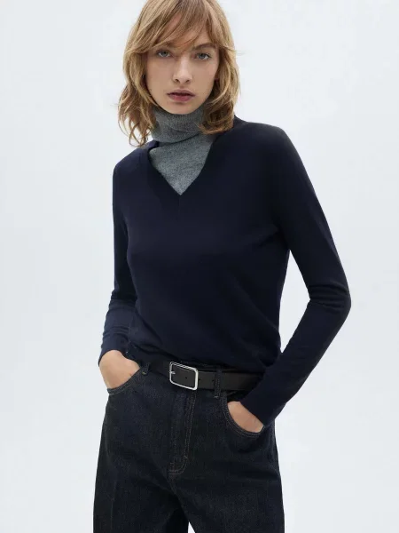 Джемпер MANGO темно-синій поліамід/поліестер синій