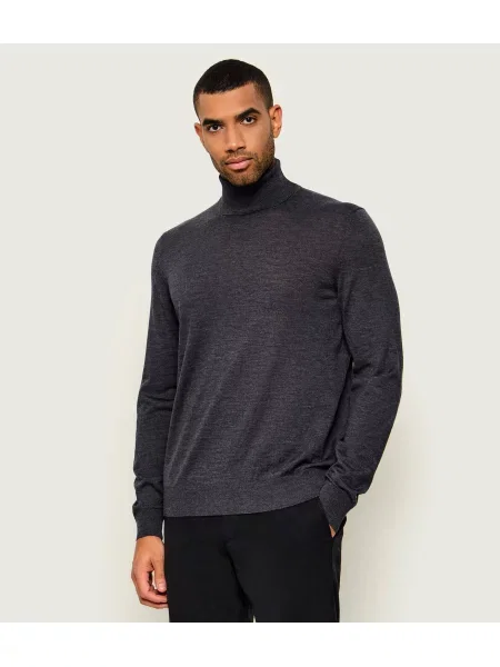 Pulover Tommy Hilfiger de lână cu guler înalt gri
