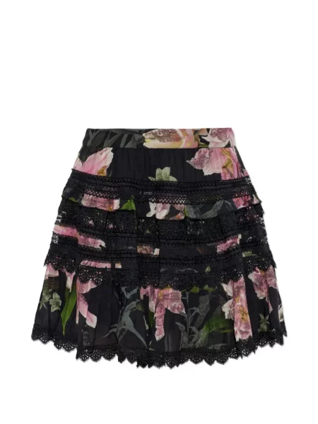 Fusta mini Allsaints cu model floral cu imagine negru